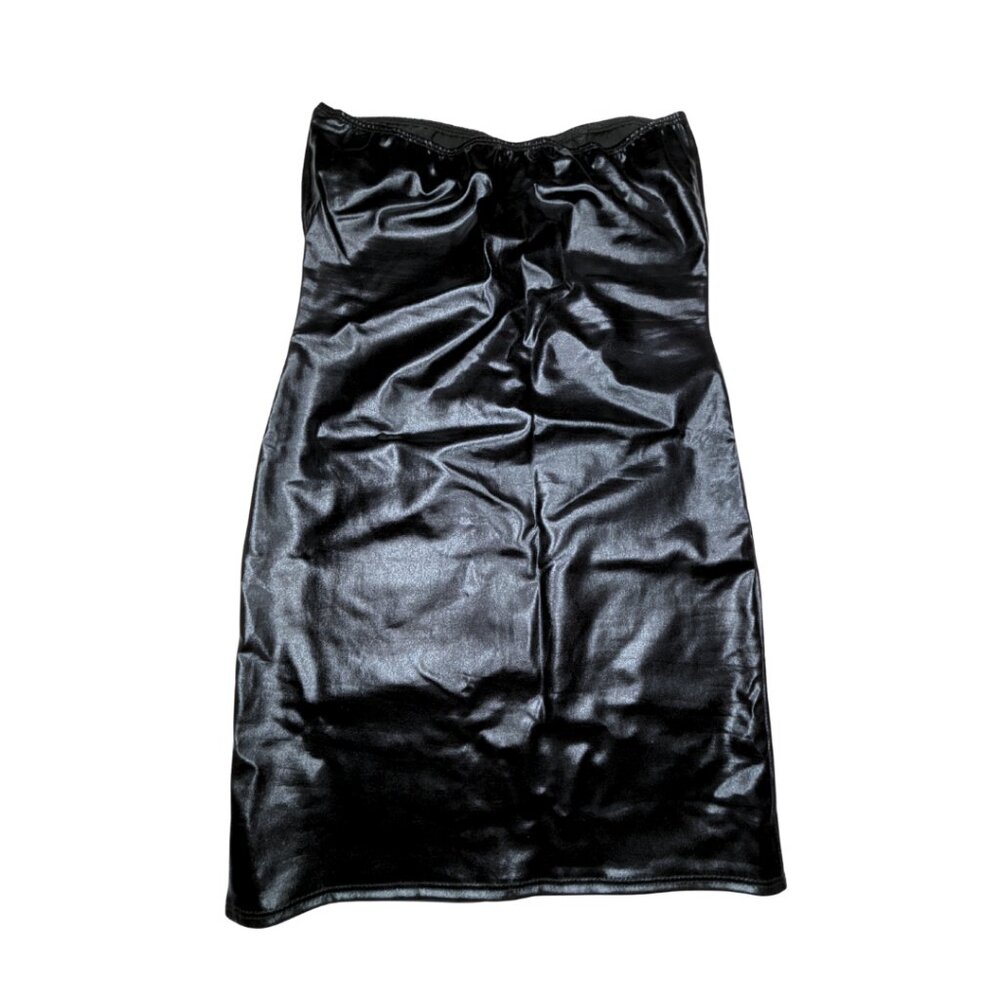 NWT Black Wet Look Dress One Size Retail $66